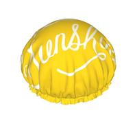 Goodlooking Hello Sunshine Print Shower Cap for Women & Men â€“ Reusable Double-Layer Bath Hair Cap with Elastic Strap One Size