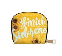 Goodlooking Hello Sunshine Printed Leather Half Circle Card Wallet Zipper Card Case Holder, Compact Stylish for Men and Women