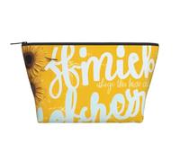 Goodlooking Hello Sunshine Printing Trapezoid Makeup Bag for Women Girl Large Capacity Portable Travel Cosmetic Bag Makeup Pouch Organizer