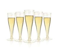 Goodluck 50 Pack Gold Glitter Plastic Champagne Flutes,130ml/4.5oz Reusable Plastic Prosecco Glasses, Champagne Glasses for Weddings, Birthdays, Christmas, BBQ, Garden Parties