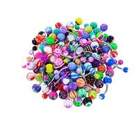 Goodluvk28 Body piercing jewelry, 100Pcs Mixed Color Ball Belly Button Navel Rings Barbell Ideal Daily Christmas Decor for Nose Ear Lip Belly Button Mixed Color