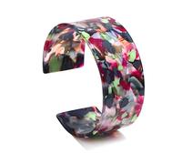 goodluxx Leopard Bangle Acetate Resin Opening Bracelet Women Lady Charms Acrylic Decoration Floral Print Fashion Trend Gifts Elegant Ethnic Style Bangle Hot Pink