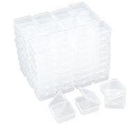 Goodma 100 Pieces Square Empty Mini Clear Plastic Organizer Storage Box Containers with Hinged Lids for Small Items and Other Craft Projects (45 x 45 x 18 mm)