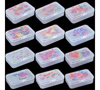 Goodma 12 Pieces Love Hearts Image Pattern Rectangular Plastic Boxes Empty Storage Organizer Containers with Hinged Lids for Small Items and Other Craft Projects, 8.5 x 5.5 x 2.5 cm (Transparent)