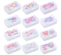 Goodma 12 Pieces Love Hearts Image Pattern Rectangular Plastic Boxes Empty Storage Organizer Containers with Hinged Lids for Small Items and Other Craft Projects, 8.5 x 5.5 x 2.5 cm (Frosted White)