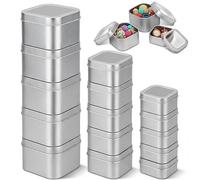 Goodma 18-Pack Empty Square Silver Metal Tins with Clear Window for Candle Making, Candies, Gifts & Treasures, Mixed Sizes