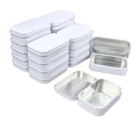 Goodma 20 Pieces Rectangular Metal Empty Hinged Tins Containers Basic Necessities Home Storage Organizer Mini Box Set, 95 x 62 x 20 mm (White)
