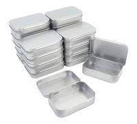 Goodma 20 Pieces Rectangular Metal Empty Hinged Tins Containers Basic Necessities Home Storage Organizer Mini Box Set, 95 x 62 x 20 mm (Silver)