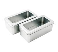 Goodma 2Pcs Rectangle Metal Tins with Window Lids, Silver