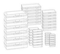 Goodma 42 Pieces Mixed Sizes Rectangular Empty Mini Clear Plastic Organizer Storage Box Containers with Hinged Lids for Small Items and Other Craft Projects