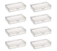 Goodma 8 Pieces Rectangular Empty Mini Clear Plastic Organizer Storage Box Containers with Hinged Lids for Small Items and Other Craft Projects (135 x 80 x 30 mm)