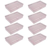 Goodma 8 Pieces Rectangular Empty Mini Plastic Organizer Storage Box Containers with Hinged Lids for Small Items and Other Craft Projects (135 x 80 x 30 mm, Pink)