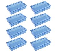 Goodma 8 Pieces Rectangular Empty Mini Plastic Organizer Storage Box Containers with Hinged Lids for Small Items and Other Craft Projects (135 x 80 x 30 mm, Blue)
