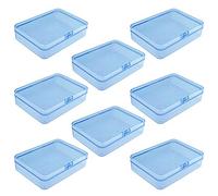 Goodma 8 Pieces Rectangular Plastic Boxes Empty Storage Organizer Containers with Hinged Lids for Small Items and Other Craft Projects (115 x 85 x 28 mm, Blue)