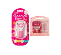 Goodmax Fairy Mini Women's Razor Set, Travel Size with Case, Includes 2 Replacement Cartridges, Pink or Yellow