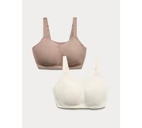 Goodmove 2 Pack Ultimate Support Non Wired Sports Bras (A-H) Ivory Mix