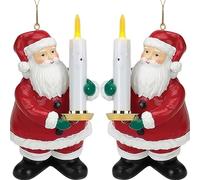 Goodnight Lights Interactive Santa Ornament - Blow to Turn Off Christmas Tree Lights, Festive Holiday Home Decor & Novelty Stocking Stuffer, Gift for Kids & Families (2pcs)