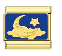 Goodnight Moon 18K Gold Star Cloud Silver Italian 9mm Link Stainless Steel Bracelet Charm Compatible With Nomination