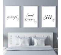 Goodnight Sweet Dreams Shhh Set Of 3 Bedroom Wall Art Prints A4 A3 (A4)