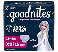 Goodnites Girls' Nighttime Bedwetting Underwear, Size Extra Small (28-43 lbs), 15 Ct, Packaging May Vary