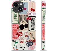 Goodon for iPhone 13 Mini Case - Wireless Charging - Dual-Layer Hard Shell & Silicone Cover - Protective Phone Case with Cute Wildflower Designs for Women - Artistic Cherry Sandpaper
