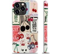Goodon for iPhone 14 Pro Case - Wireless Charging - Dual-Layer Hard Shell & Silicone Cover - Protective Phone Case with Cute Wildflower Designs for Women - Artistic Cherry Sandpaper