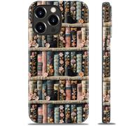 Goodon for iPhone 14 Pro Max Case - Wireless Charging - Dual-Layer Hard Shell & Silicone Cover - Protective Phone Case with Cute Wildflower Designs for Women - Vintage Book Spine