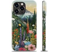 Goodon for iPhone 15 Pro Case - Wireless Charging - Dual-Layer Hard Shell & Silicone Cover - Protective Phone Case with Cute Wildflower Designs for Women - Mountain Blossom