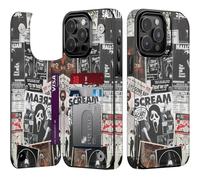 Goodon for iPhone 15 Pro Wallet Case with Card Holder,RFID-Blocking,Aesthetic Vintage Floral Girly Shell,Trendy Unique Cool Retro Protective Phone Cover for Women Girls - Scream