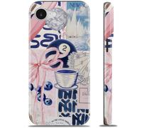 Goodon for iPhone 16e Case - Wireless Charging - Dual-Layer Hard Shell & Silicone Cover - Protective Phone Case with Cute Wildflower Designs for Women - Retro Blue Collage