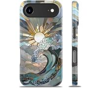 Goodon for iPhone XX Air Case - Wireless Charging - Dual-Layer Hard Shell & Silicone Cover - Protective Phone Case with Cute Wildflower Designs for Women - Mystic Sunwave Design