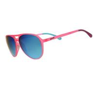 goodr Carl Is My Co-Pilot, Polarised Sunglasses for Men & Women, Large Sized (Mach G), Pink Frame with Teal Mirrored Reflective Lens, UV400 Protection, No Slip, No Bounce