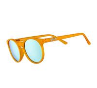 goodr Freshly Baked Man Buns, Polarised Round Sunglasses for Men & Women, Small Sized (Circle G), Dark Yellow Translucent Frames with Light Blue Reflective Lens, UV400 Protection, No Slip, No Bounce