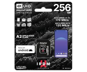 goodram Fast Memory Card IRDM - SD Card 256GB M2AA Micro SDXCUHS I U3 A2 V30 + Adapter 170/120 MB/s - High Performance - Fast and Reliable - Memory Card Micro SD