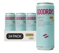 GOODRAYS CBD Drinks, Sparkling Low Calorie Soft Drink, Natural Sleep Stress and Anxiety Relief, Vegan, Raspberry & Guava, 24 x 250ml Cans, Packaging May Vary