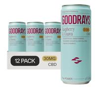 GOODRAYS CBD Drinks, Sparkling Low Calorie Soft Drink, Natural Sleep Stress and Anxiety Relief, Vegan, Raspberry & Guava, 12 x 250ml Cans, Packaging May Vary