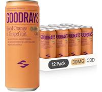 GOODRAYS CBD Drinks, Sparkling Low Calorie Soft Drink, Vegan, Blood Orange & Grapefruit, 12 x 250ml Cans, Packaging May Vary