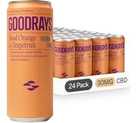 GOODRAYS CBD Drinks, Sparkling Low Calorie Soft Drink, Vegan, Blood Orange & Grapefruit, 24 x 250ml Cans, Packaging May Vary