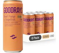 GOODRAYS CBD Drinks, Sparkling Low Calorie Soft Drink, Vegan, Blood Orange & Grapefruit, 6 x 250ml Cans, Packaging May Vary
