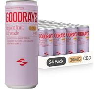 GOODRAYS CBD Drinks, Sparkling Low Calorie Soft Drink, Vegan, Passionfruit & Pomelo, 24 x 250ml Cans, Packaging May Vary