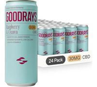 GOODRAYS CBD Drinks, Sparkling Low Calorie Soft Drink, Vegan, Raspberry & Guava, 24 x 250ml Cans, Packaging May Vary