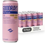 GOODRAYS Re:Focus Drinks, Sparkling Low Calorie Soft Drink with Magnesium, Lion's Mane Mushroom, Vitamin D and Electrolytes, Natural Sleep Stress and Anxiety Relief, Mixed Wild Berry, 12 x 330ml Cans