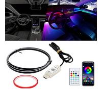 Goodream Interior Car Ambient Lighting Kit, 110cm RGB 168 LEDs SMD Chips Super Bright Acrylic Strip Lights Neon Accessories for Cars Truck SUV Center Console Dashboard with APP & Remote Control