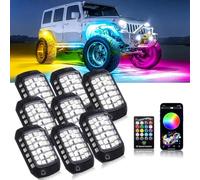 Goodream RGB Rock Lights, 8 Pods 36 LEDs SMD Chips Super Bright App Control Underglow Neon Light Exterior Chassis Wheel Well Glow Kit for Off Road Cars Trucks Jeep SUV UTV ATV RZR Golf Cart