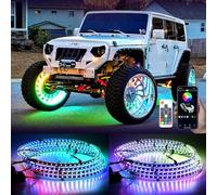 Goodream Wheel Lights, Double-sided Glowing Ring Light Kits Dreamcolor LED Strip Tire Lights with Turn & Braking Signal for Car Truck SUV Hub Controlled by Remote and APP (4PCS, 17inch)