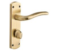 Goodrich Lever Bathroom Thumb Lock Door Handle - Antique Brass - Pair - Designer Levers
