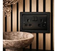 Goods Emporium Acoustic Wall Panel Socket Surround Trim, UK Plug Socket Spacer Switch Frame for Slat Wall Panels, Black or White, Single and Double 1 Gang 2 Gang Options (1, Black, 2 Gang - Double)