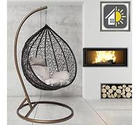 GOODS EMPORIUM Premium Hanging Egg Chair Outdoor Garden Swing Chair Hammock Chair with Cushions - FREE COVER INCLUDED (Large, Brown - Black - Grey)