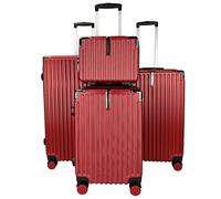 GOODS EMPORIUM Suitcase Set - Cabin Suitcase - Large Medium Small Size Lightweight Suitcases 4 Wheel & Hard Shell - Hand Luggage Bag Flight Carry-ons Travel Cabin Bags (Red, Set of 4)