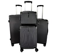 GOODS EMPORIUM Suitcase Set - Cabin Suitcase - Large Medium Small Size Lightweight Suitcases 4 Wheel & Hard Shell - Hand Luggage Bag Flight Carry-ons Travel Cabin Bags (Black, Set of 4)